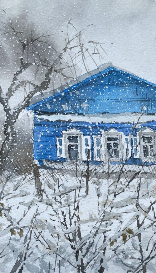 House in the village in winter by Maria Novikova