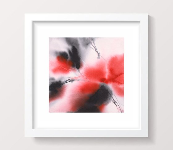 Red and black abstract flowers
