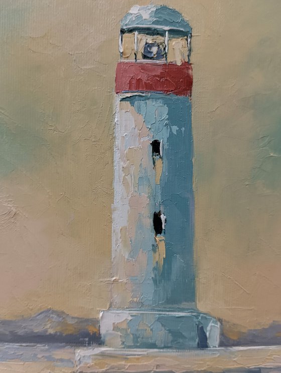 Lighthouse oil painting. Oil on canvas art