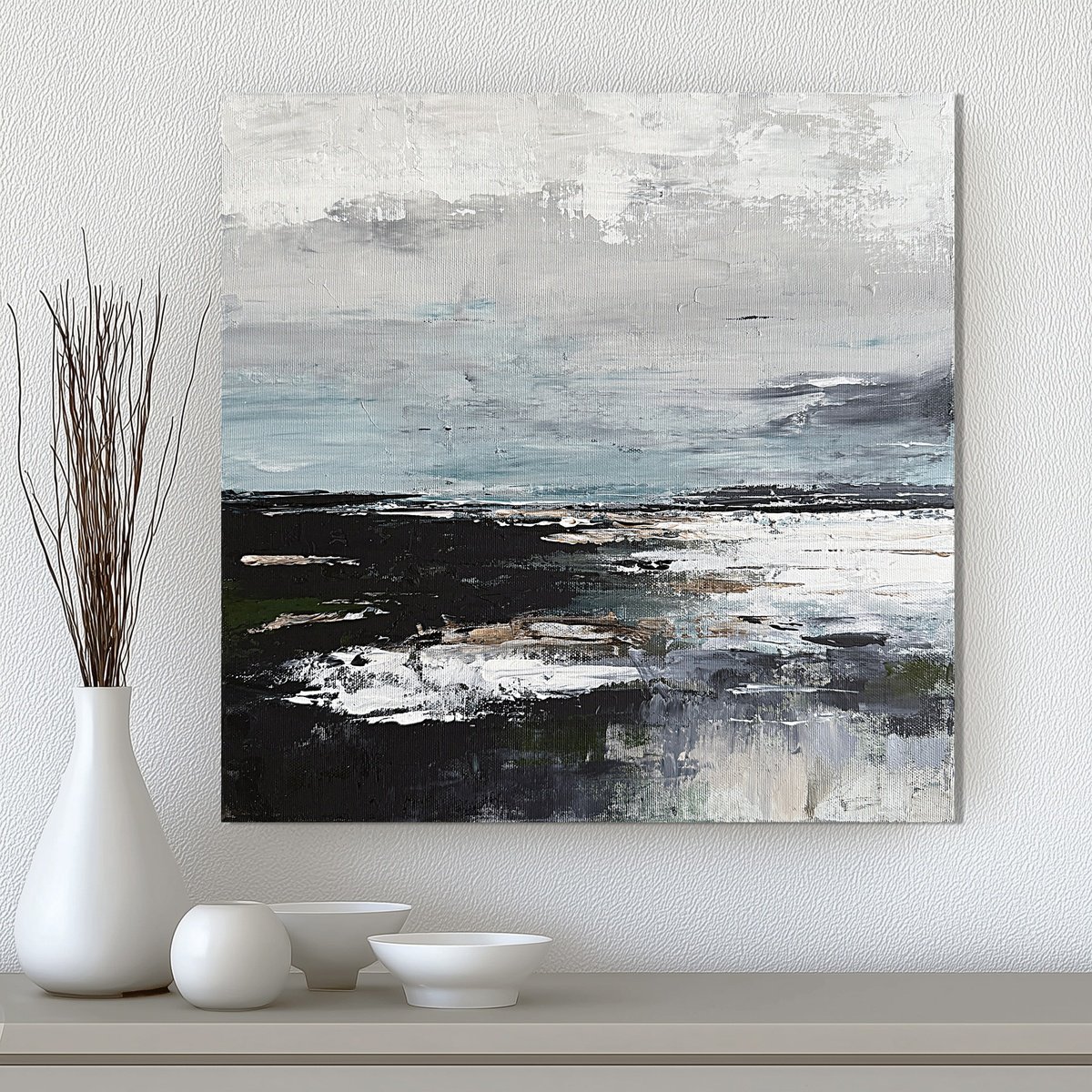 Silver Tidefields By Tatiana Malinovscaia, 16 X 16, Artwork For Sale On Artfinder