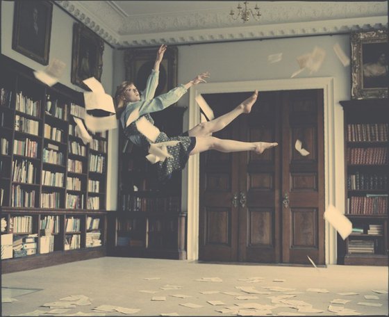 Emily Falling in Library (Medium size)