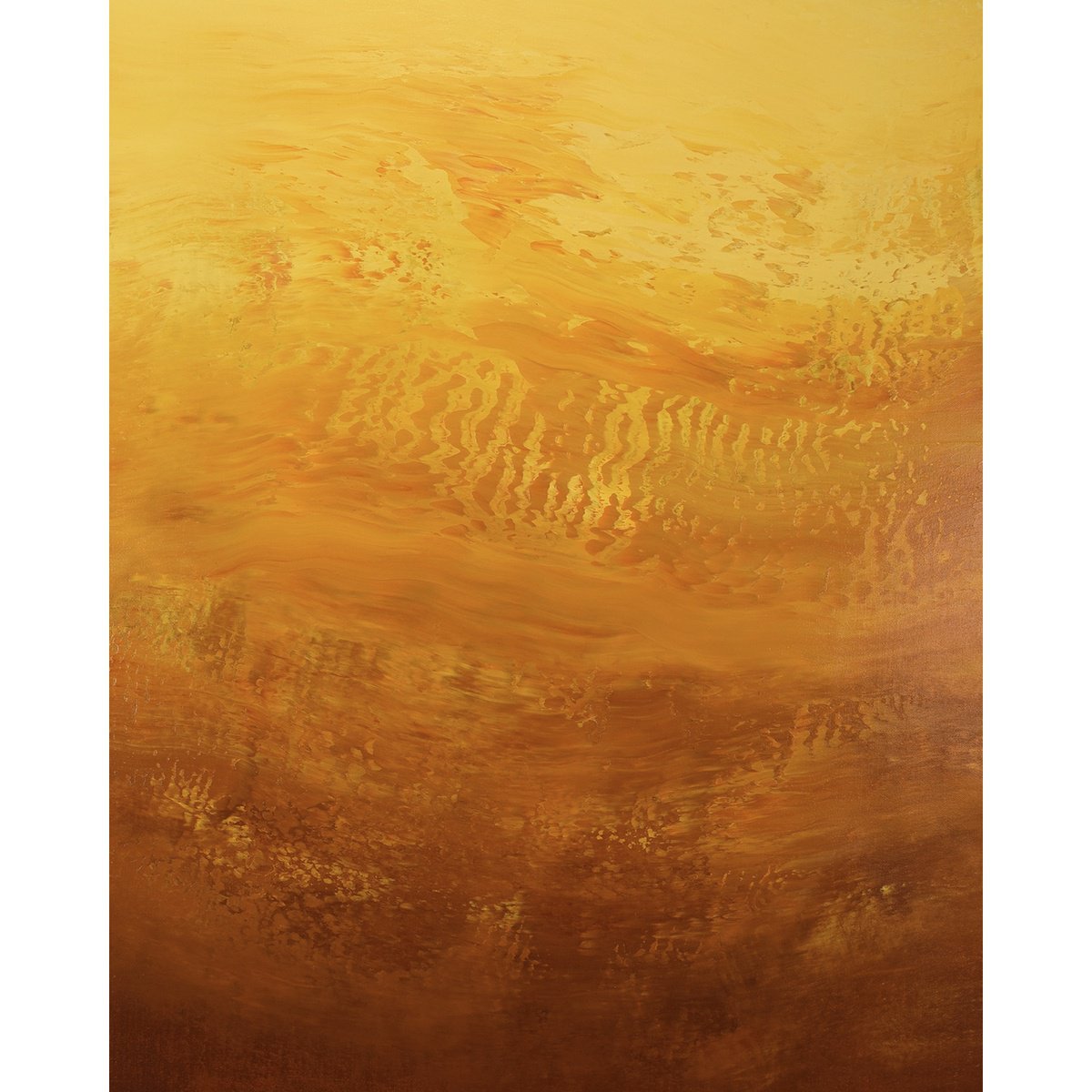 Expressive Abstract Acrylic Painting By Suzanne Vaughan, 24 X 30", Honey - Yellow Color Field, Original Artwork