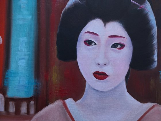 Amazement in her eyes, Portrait of Geisha in kimono number 8