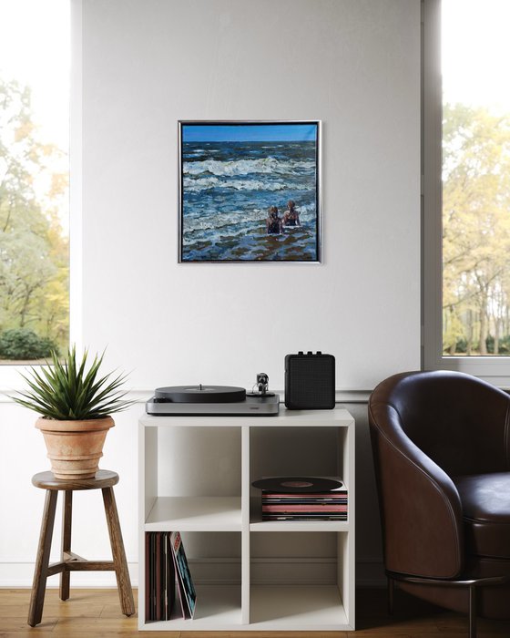 Triptych " Blåvand" Girls and sea .