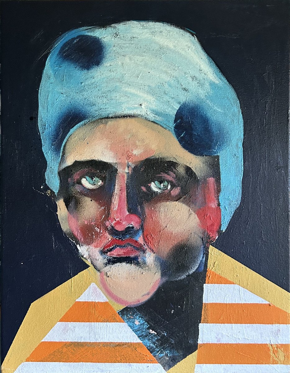 Expressive Portrait Painting By Lee Ellis, 14 X 18", I