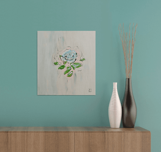 Abstract white rose on delicate soft white