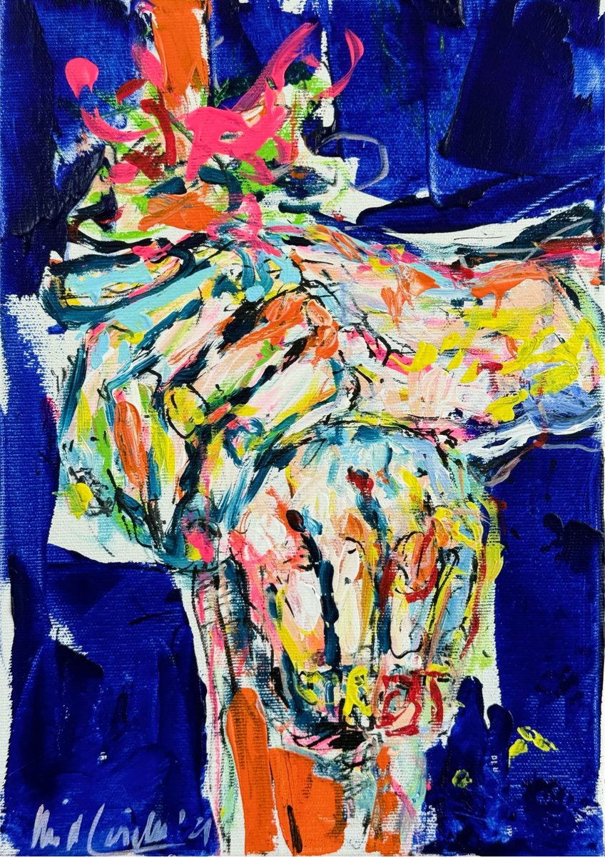 Impressionistic Portrait Acrylic Painting By Nicole Leidenfrost, 10 X 14", Hande Mit Blau, Original Artwork