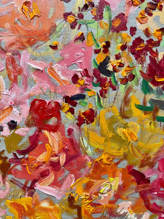 Summer flowers in a red jug