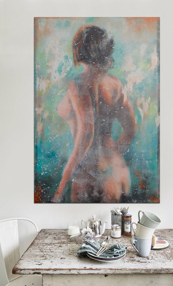 nude in petrols (120 x 80 cm)