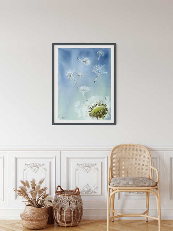 Dandelion Seeds Painting - Original Watercolor Painting