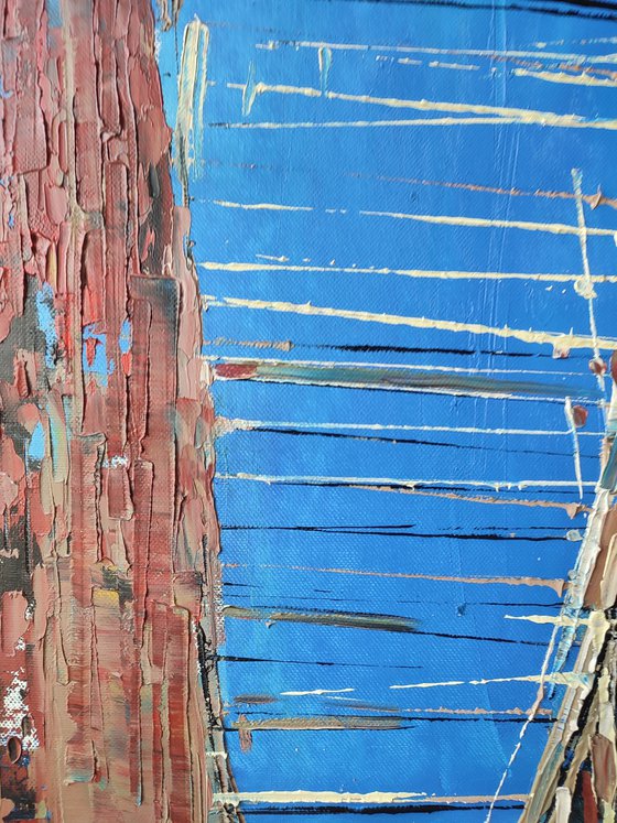 Abstract oil painting "City lines 21". Size 15,7/19,7 inches, 40/50cm, stretched