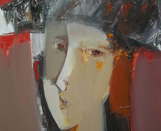 Portrait(42x58cm, oil/canvas, abstract portrait)