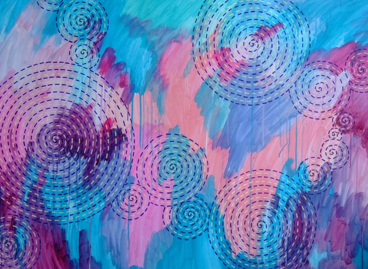 Abstract Acrylic Painting By Marina Krylova, 43 X 31", Impromptu #10, Original Artwork