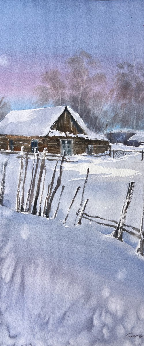 Winter morning. Village. by Eugenia Gorbacheva