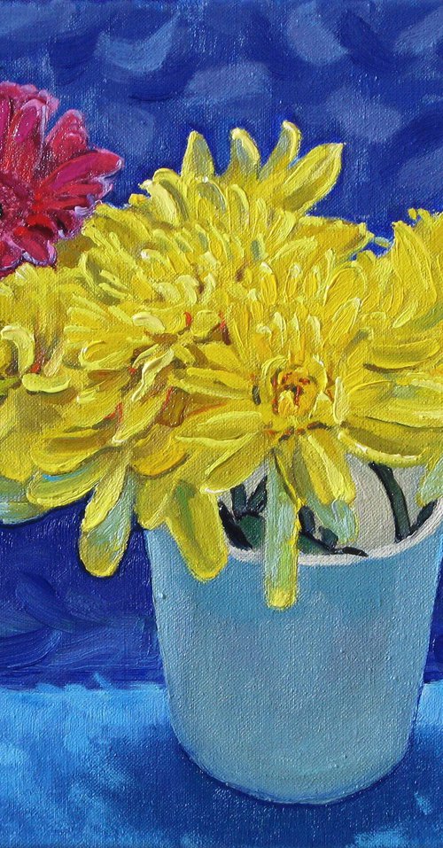 Chrysanthemums in a Cup by Richard Gibson