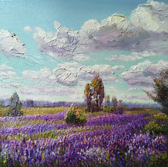 Summer landscape with lupines
