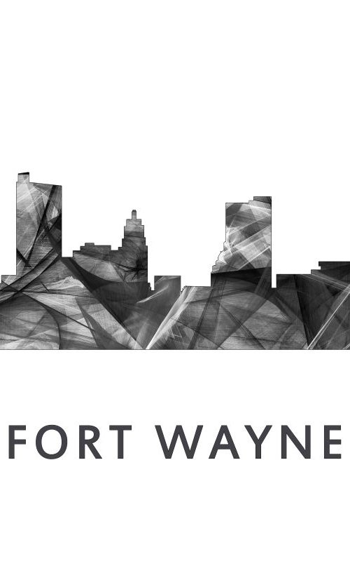 Fort Wayne Indiana Skyline WB BW by Marlene Watson
