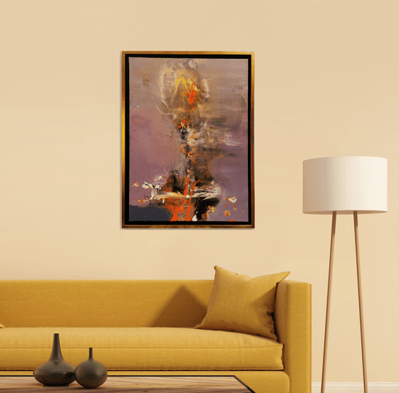 Framed Beautiful Enigmatic Burning Flowers Still Life Painting By O KLOSKA