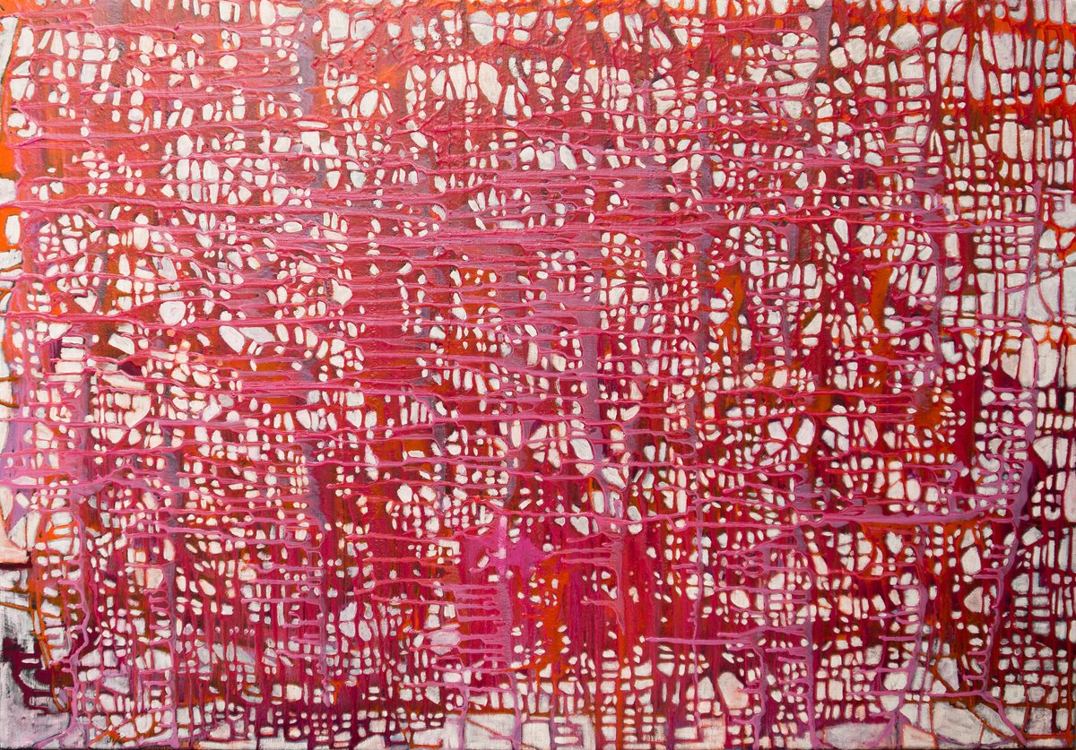 Abstract Acrylic Painting By Km Arts, 51 X 35", Rooted In Love, Original Artwork