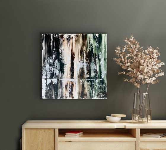 Abstraction in deep colors. Green and brown wall art.