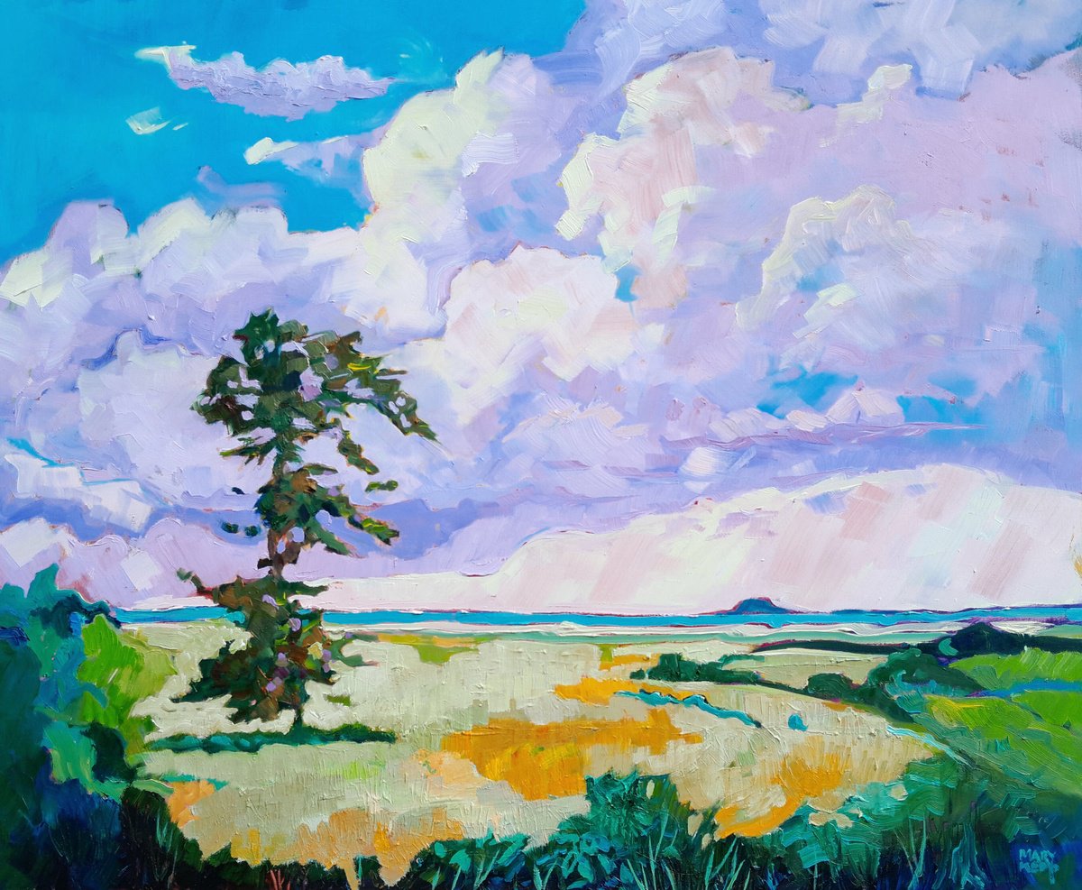 Impressionistic Landscape Oil Painting By Mary Kemp, 24 X 20", Open Air Solitude, Original Artwork