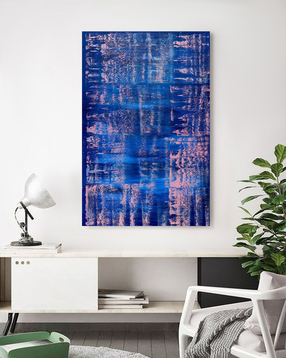 Abstract Oil Painting By Nataliia Sydorova, 37 X 57", Night Sky, Original Artwork