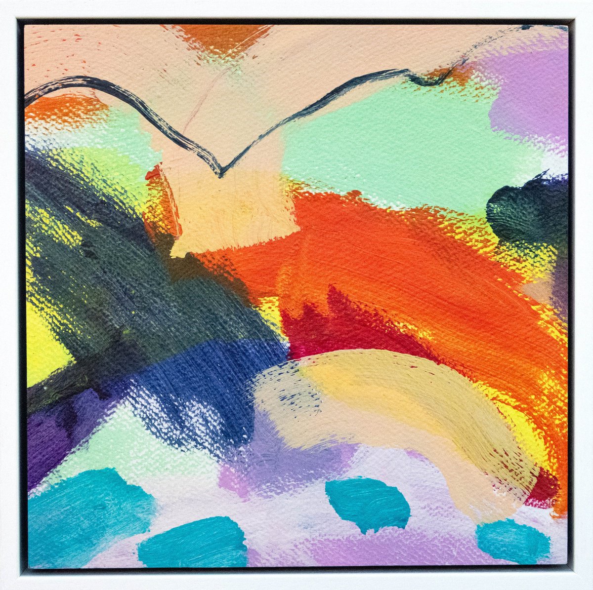 Expressive Landscape Acrylic Painting By Suzie Cumming, 11 X 11", Distant Mountains, Original Artwork