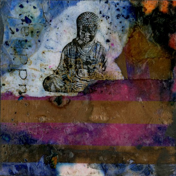 Little Buddha - Mixed Media on Wood by Kathy Morton Stanion