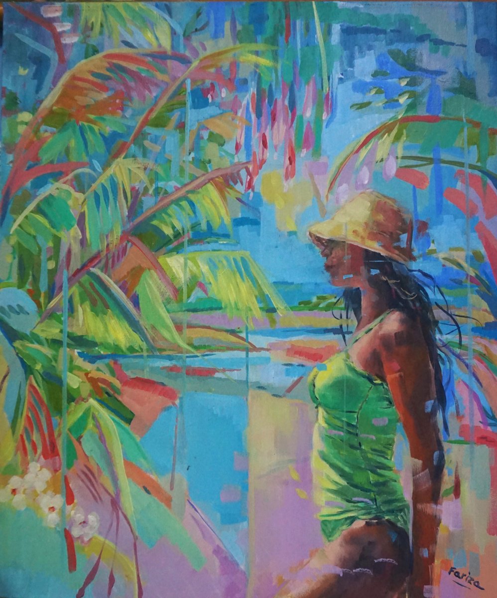 Impressionistic Portrait Oil Painting By Amaya Fernandez Fariza, 21 X 26, The Walk, Original Artwork