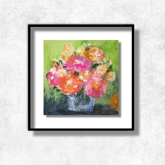 Small still life with orange roses