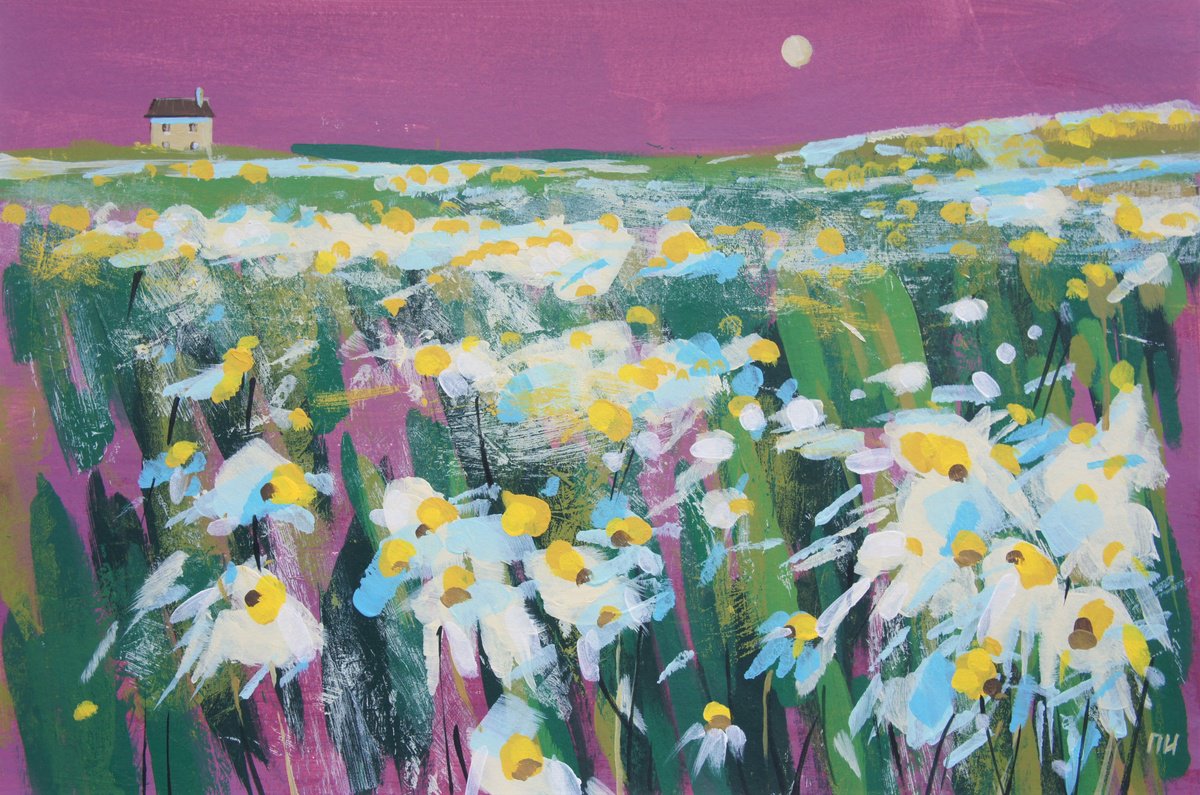 Impressionistic Landscape Acrylic Painting By Irina Plaksina, 13 X 9, Silence, Original Artwork