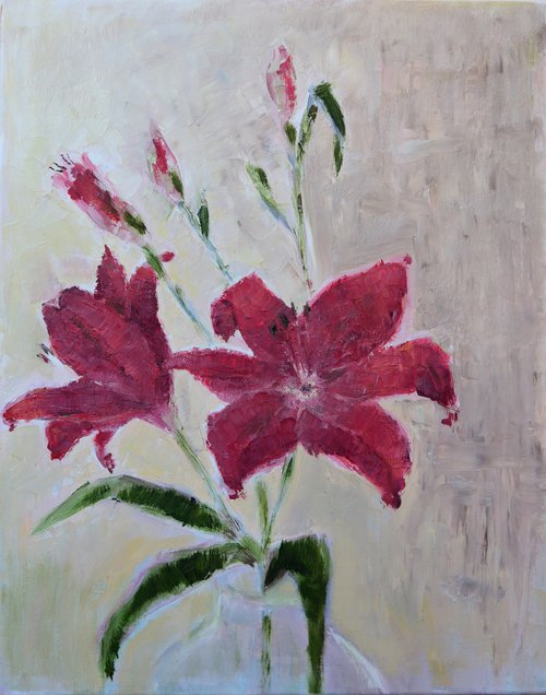 Red lilies by Elena Zapassky