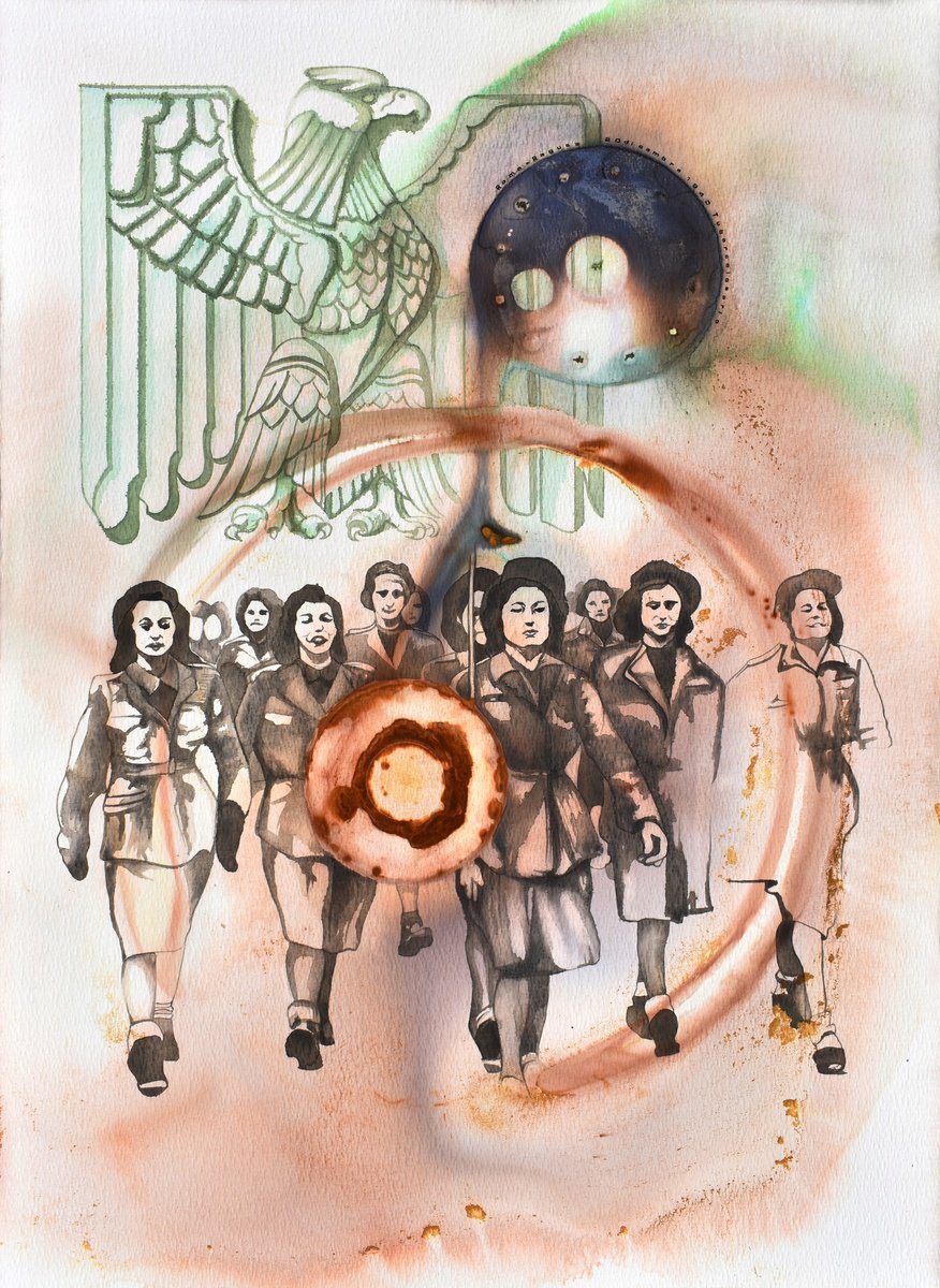 Portrait Acrylic Painting By Milena Nicosia, 21 X 29", Ragusa-Roma Andata E Ritorno, Original Artwork