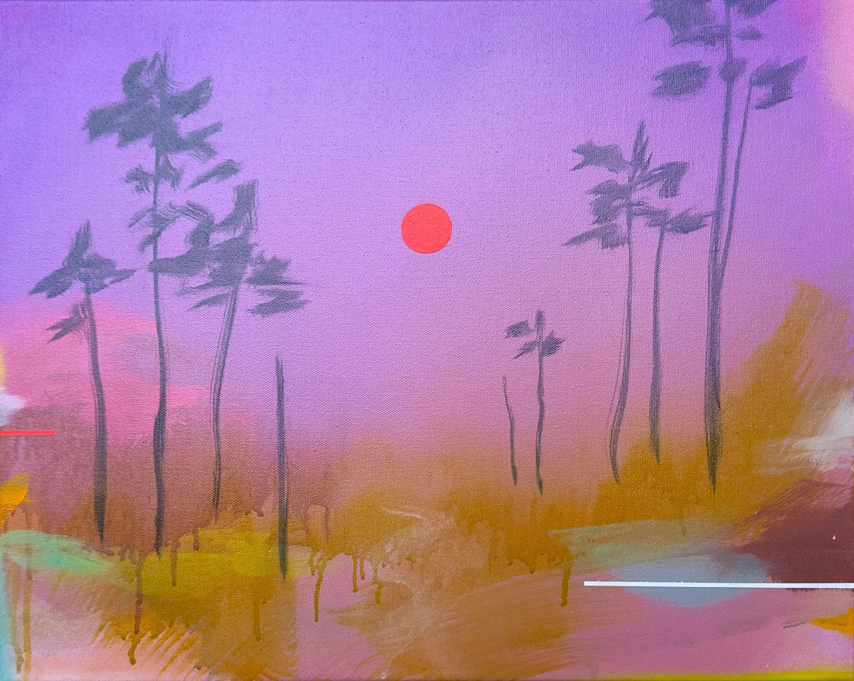 Abstract Landscape Acrylic Painting By Sara Hoque, 21 X 17", Solitude, Original Artwork