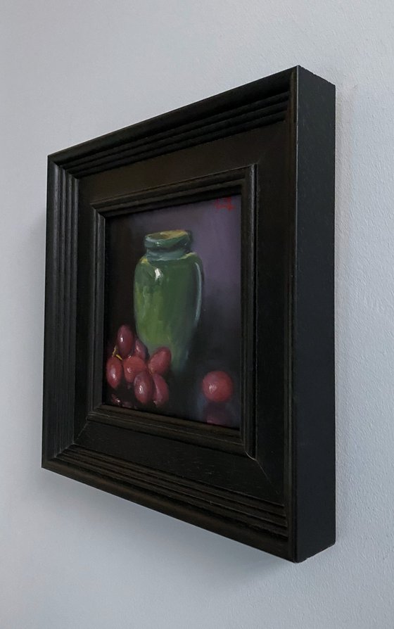 Still Life Impressionist Pot with Grapes