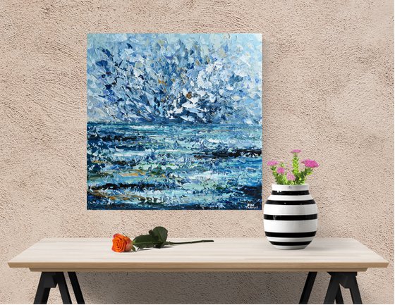 Ocean after the storm - Palette knife seascape painting