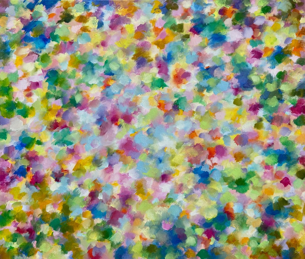 Impressionistic Abstract Oil Painting By Junija (Yuna) Galejeva, 28 X 24", Summer Light, Original Artwork