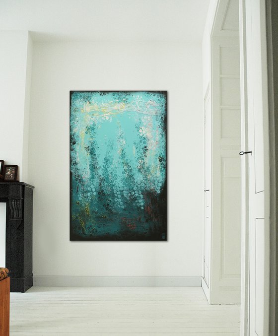 Once in Boiling Blue XL - Vertical Abstract Painting - Ronald Hunter 7N