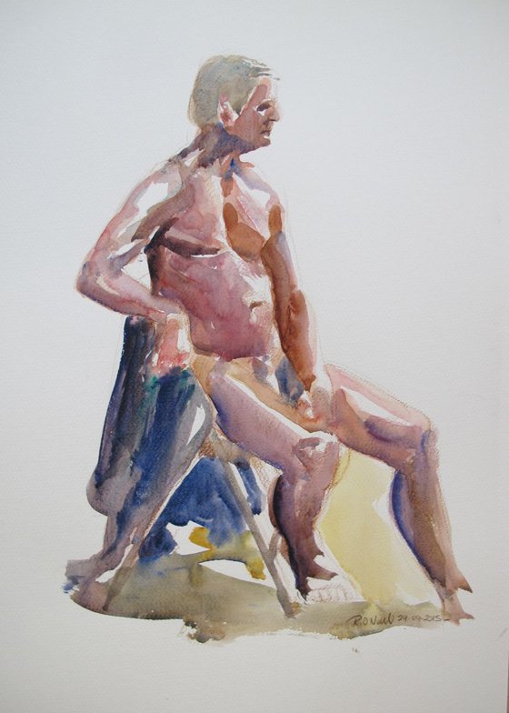 seated male nude