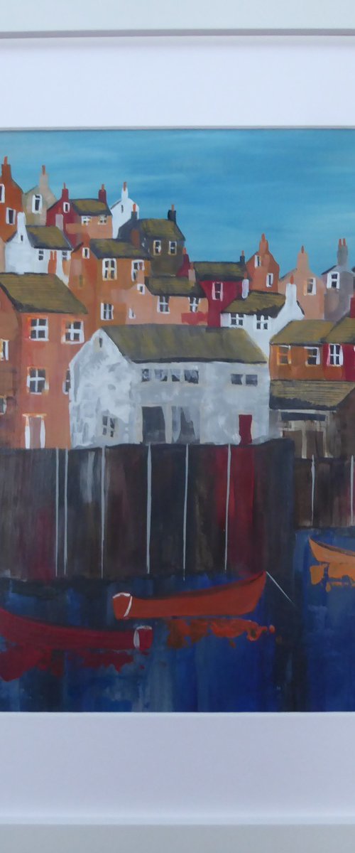 Harbour, autumn colours by Elaine Allender