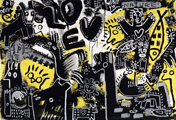 LOVE NATURE B&W......    and yellow 140x200cm