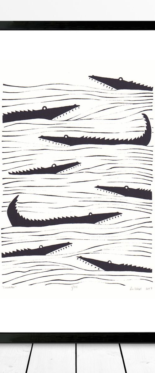 Crocodiles in Black - Framed - FREE UK Delivery by Lu West