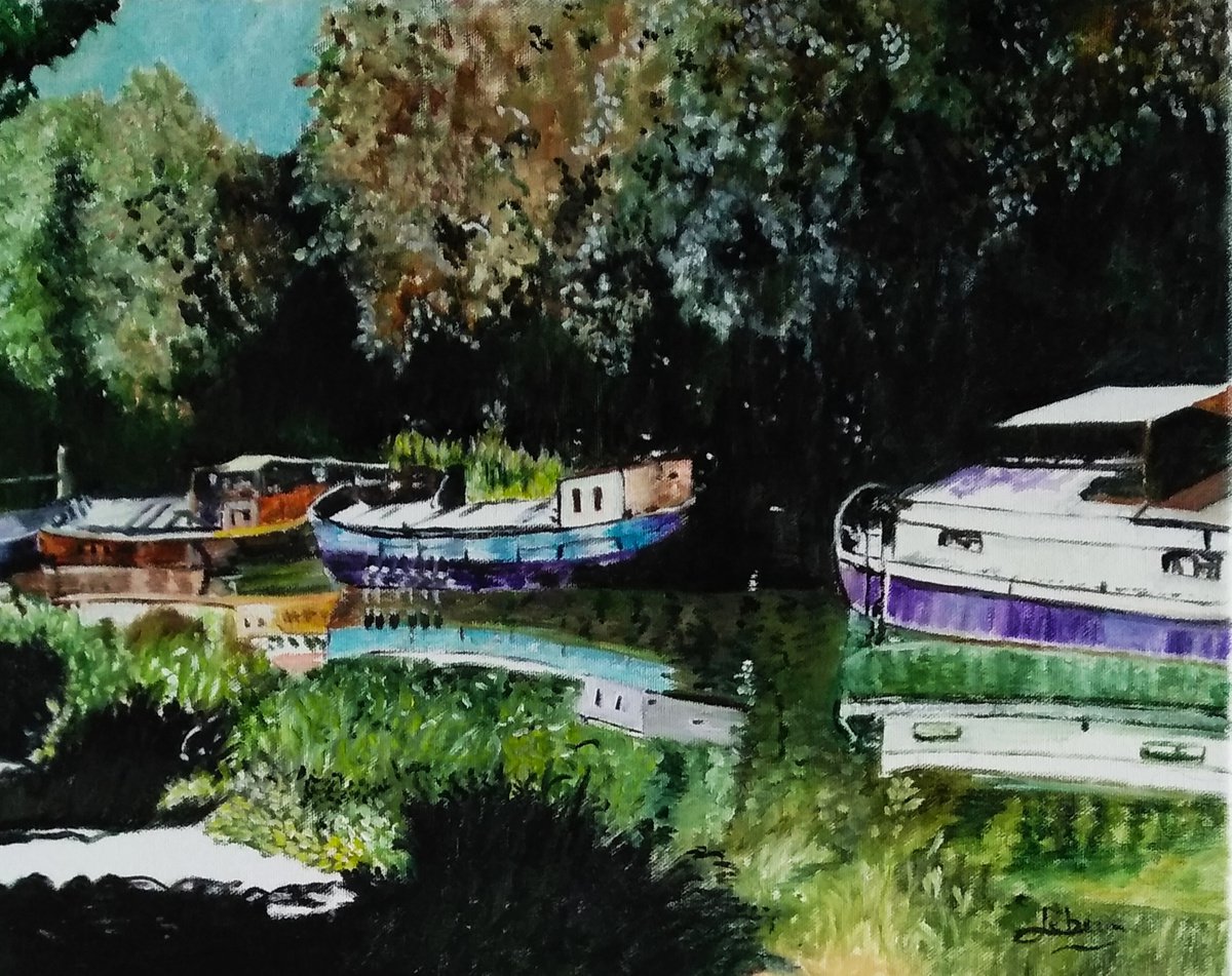 Boats on the canal by Isabelle Lucas