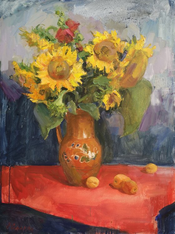 Sunflowers and apricots