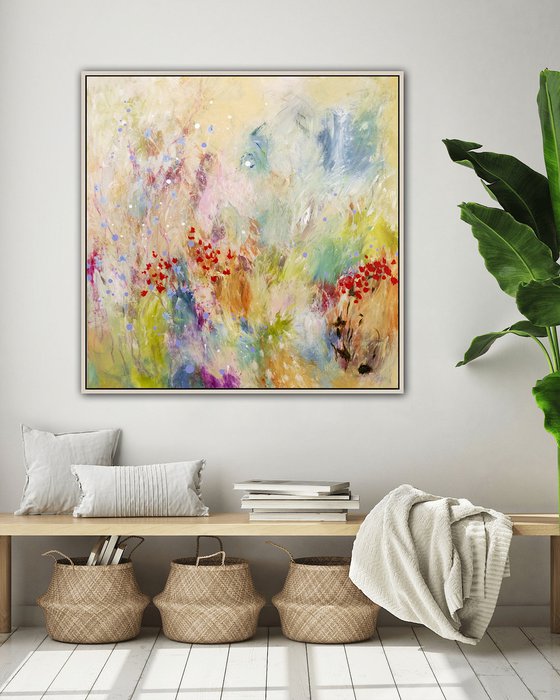 Les herbes folles - Abstract landscape painting - Ready to hang