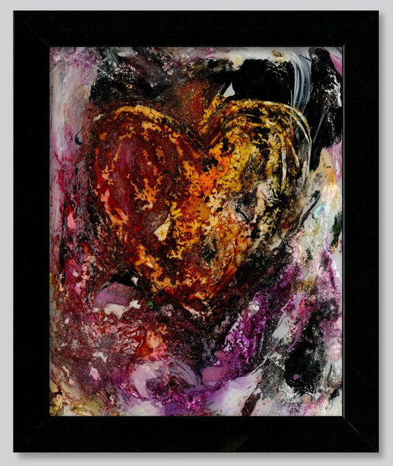 Songs Of The Heart 10 - Framed Mixed Media Abstract Heart painting by Kathy Morton Stanion