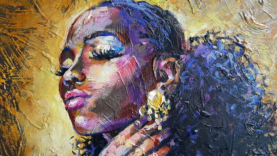 Painting portrait of a black woman - Character - portrait african woman