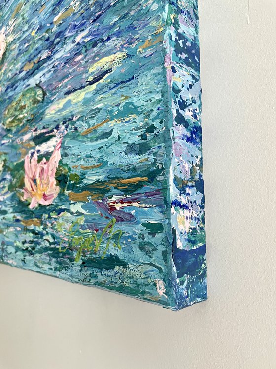 Blue Waterlily Pond - Abstract