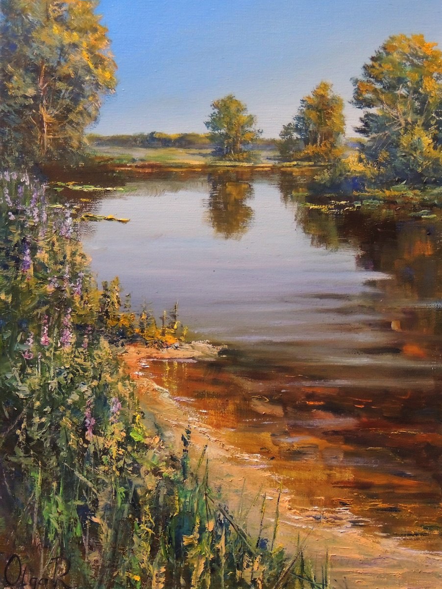 Impressionistic Landscape Oil Painting By Olga Riabchuk, 12 X 16", The Secret Language Of Trees, Original Artwork