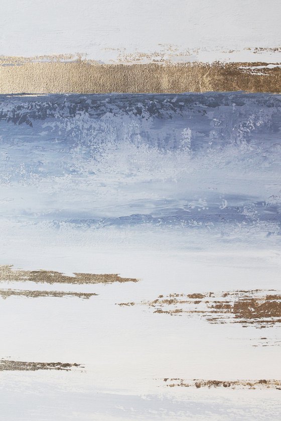 "Horizon" Blue gold abstract acrylic art